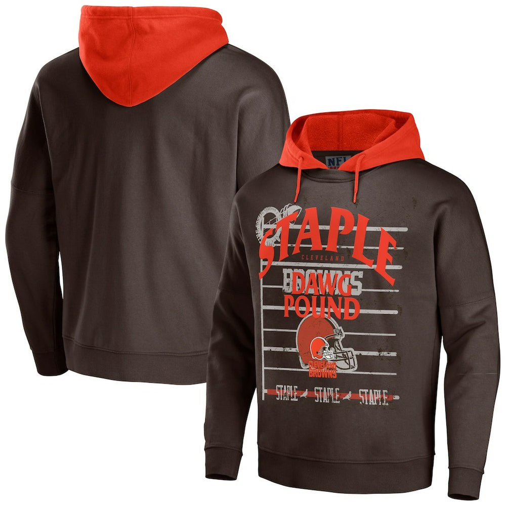 Cleveland Browns NFL x Staple Throwback Vintage Wash Pullover Hoodie Brown | NFL