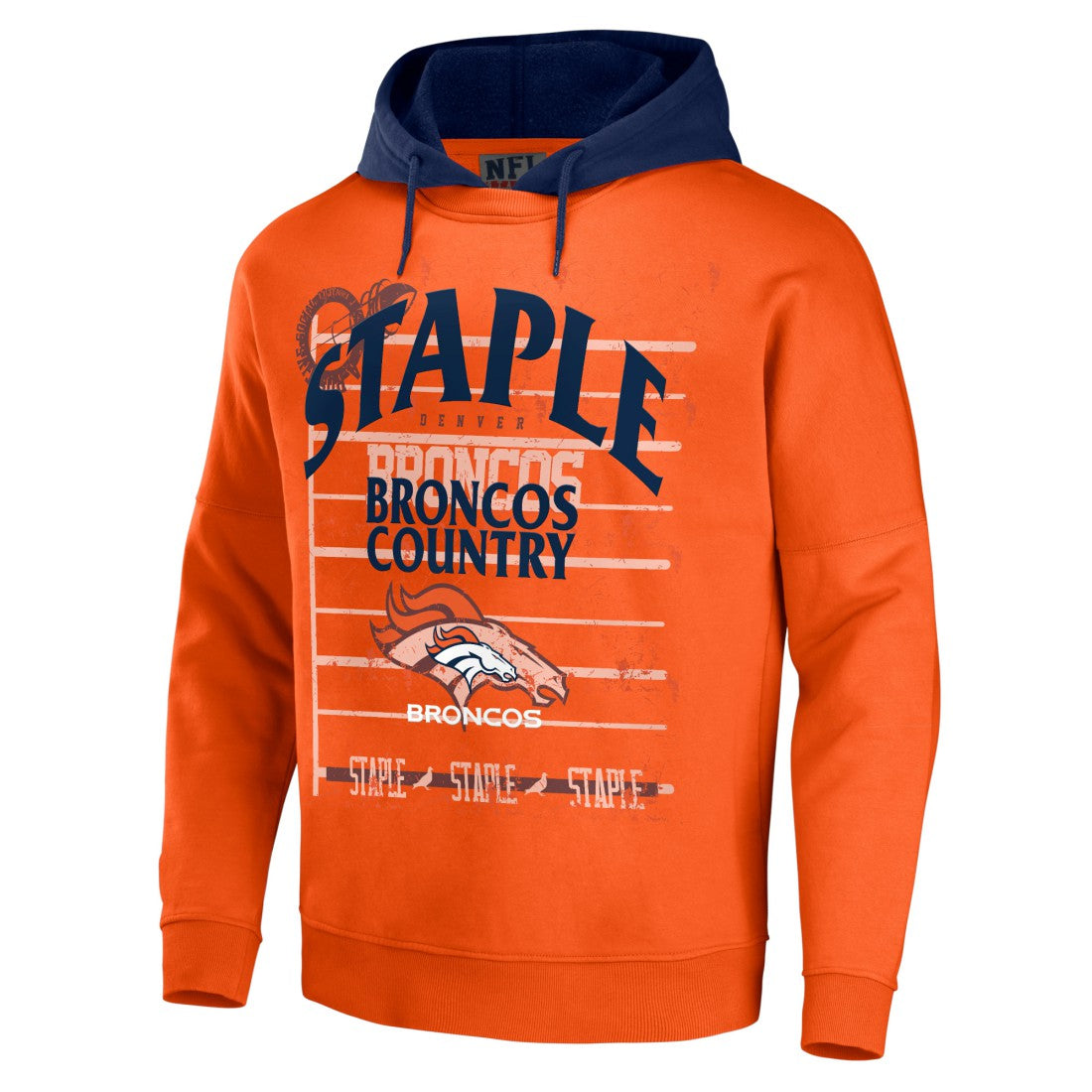 Denver Broncos NFL x Staple Throwback Vintage Wash Pullover Hoodie Orange | NFL