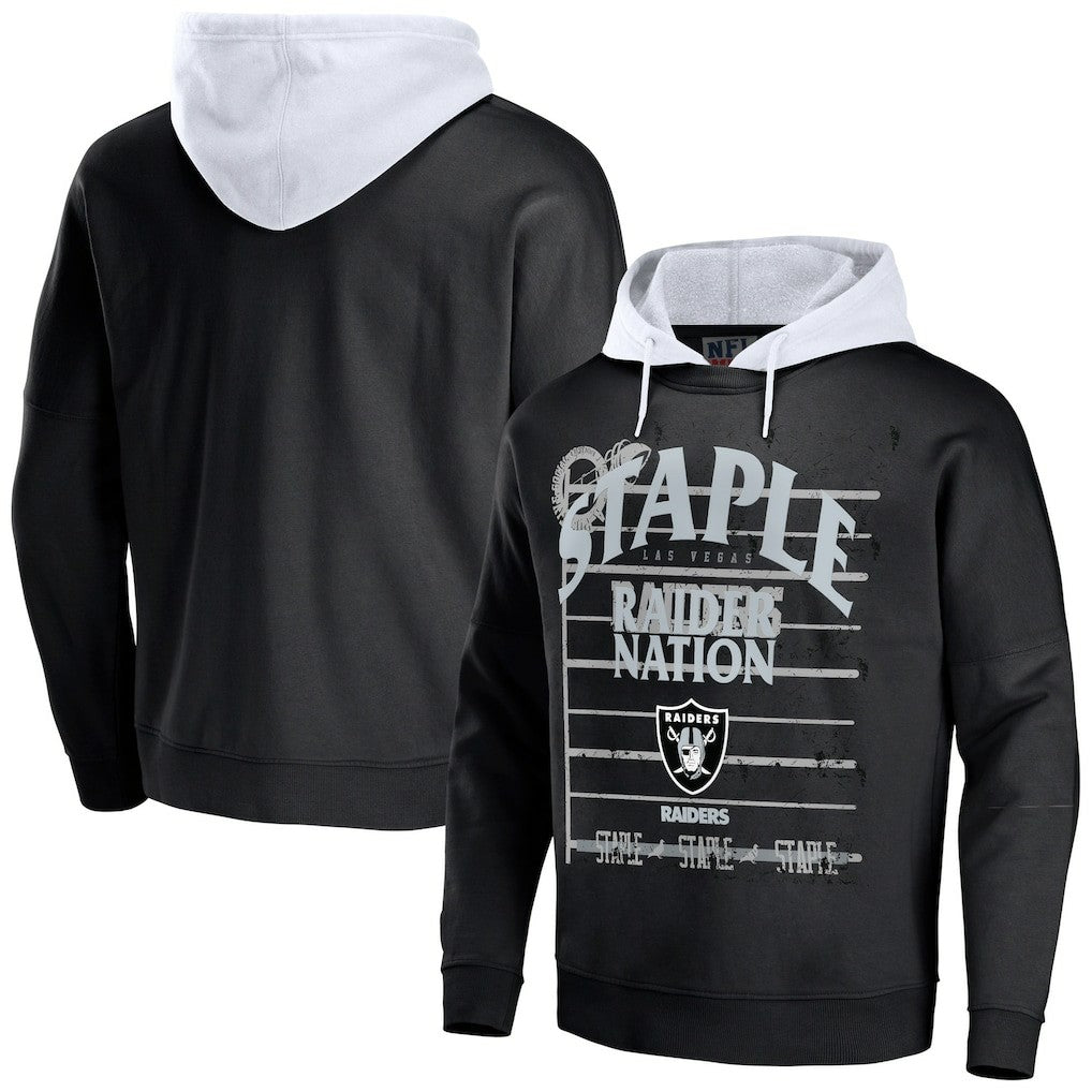 Las Vegas Raiders NFL x Staple Throwback Vintage Wash Pullover Hoodie Black | NFL