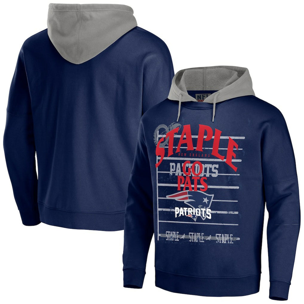 New England Patriots NFL x Staple Throwback Vintage Wash Pullover Hoodie Navy | NFL