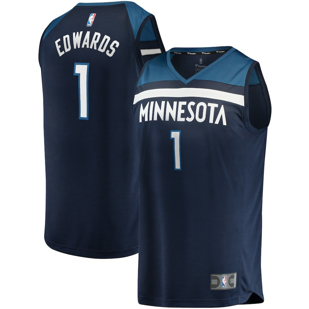 Anthony Edwards Minnesota Timberwolves 2021/22 Fast Break Replica Jersey Icon Edition Navy - NBA