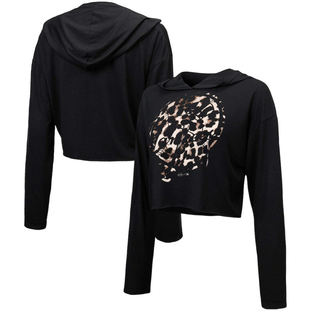 New York Yankees Majestic Threads Women's Leopard Cropped Hoodie - MLB