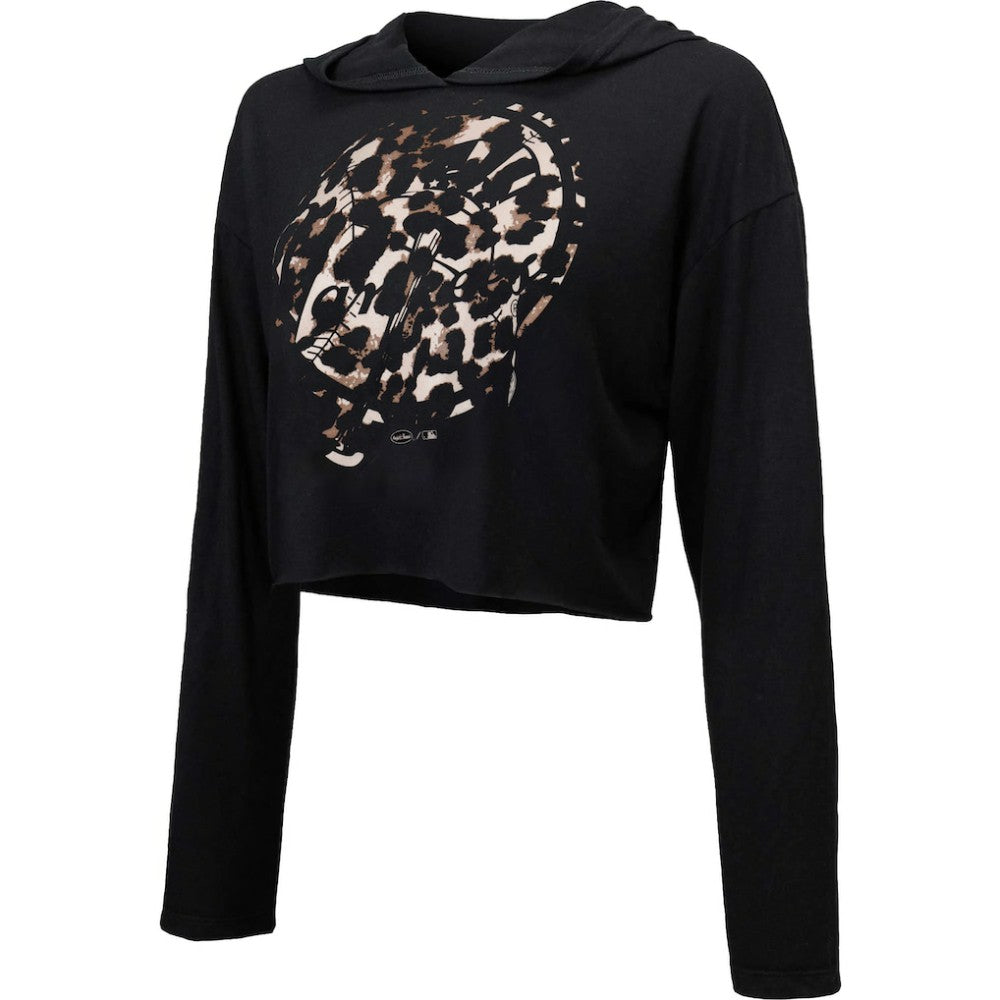 New York Yankees Majestic Threads Women's Leopard Cropped Hoodie - MLB