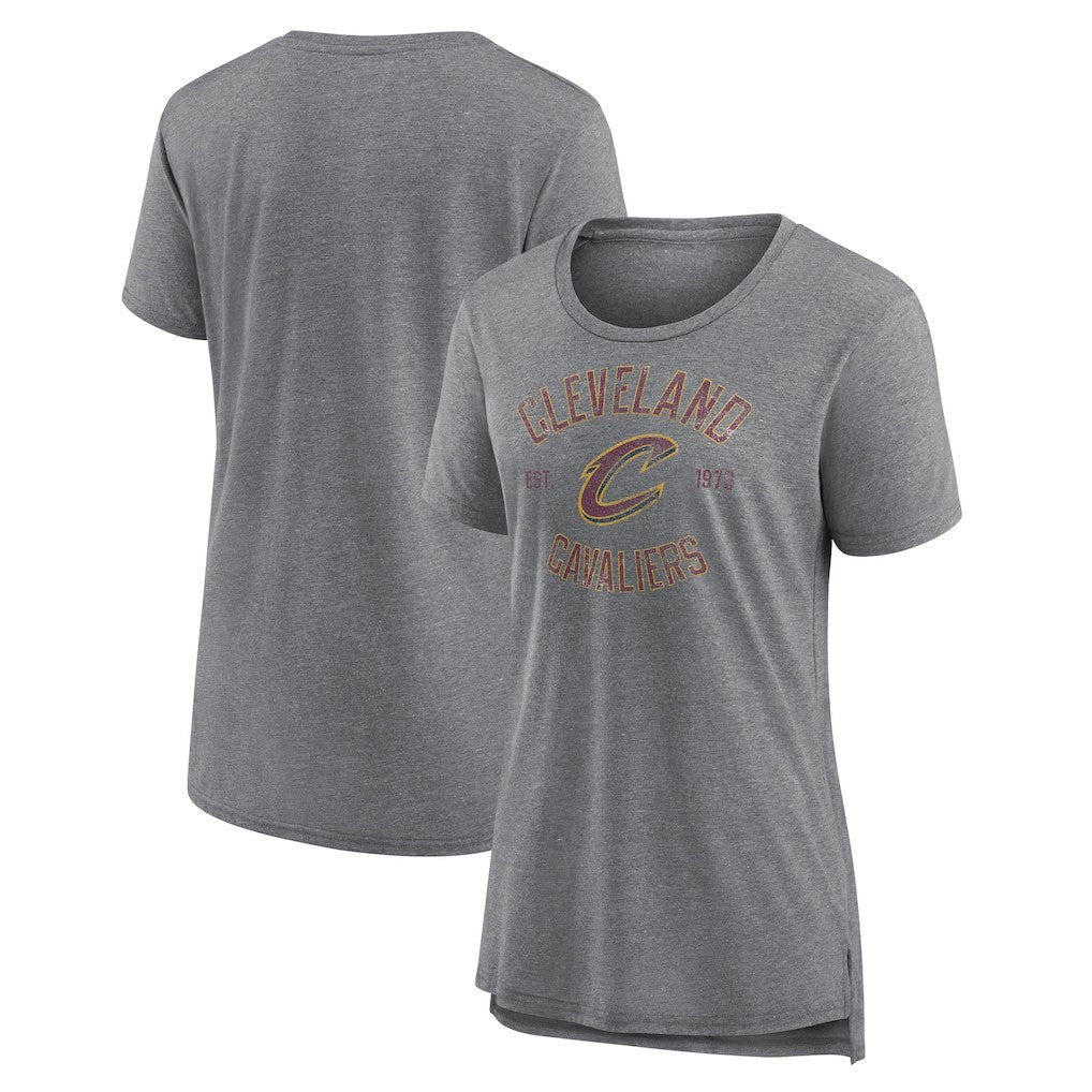 Cleveland Cavaliers Women's Heritage Tri-Blend T-Shirt Heather Gray - NBA
