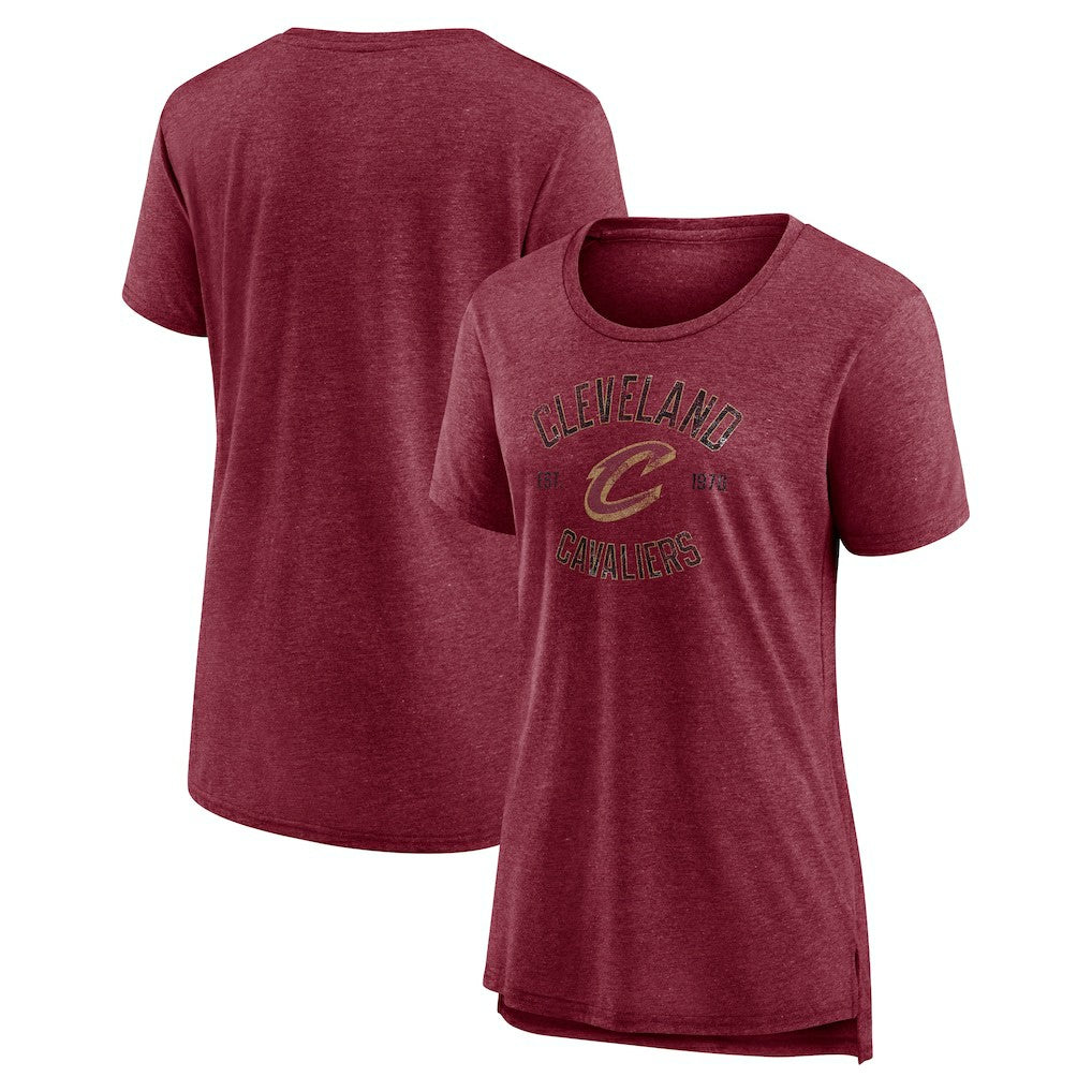 Cleveland Cavaliers Women's Heritage Tri-Blend T-Shirt Heather Wine - NBA