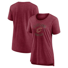 Cleveland Cavaliers Women's Heritage Tri-Blend T-Shirt Heather Wine - NBA