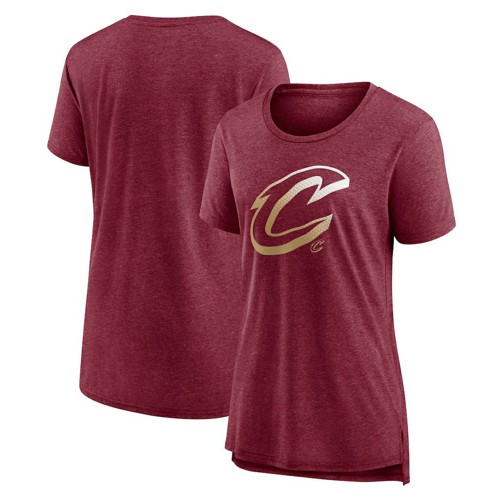 Cleveland Cavaliers Women's Gradient Logo Tri-Blend T-Shirt Heather Wine - NBA