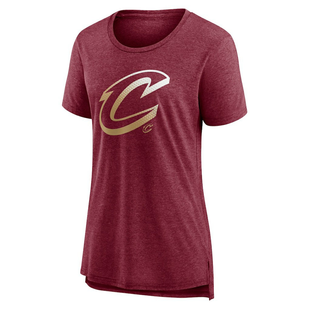 Cleveland Cavaliers Women's Gradient Logo Tri-Blend T-Shirt Heather Wine - NBA