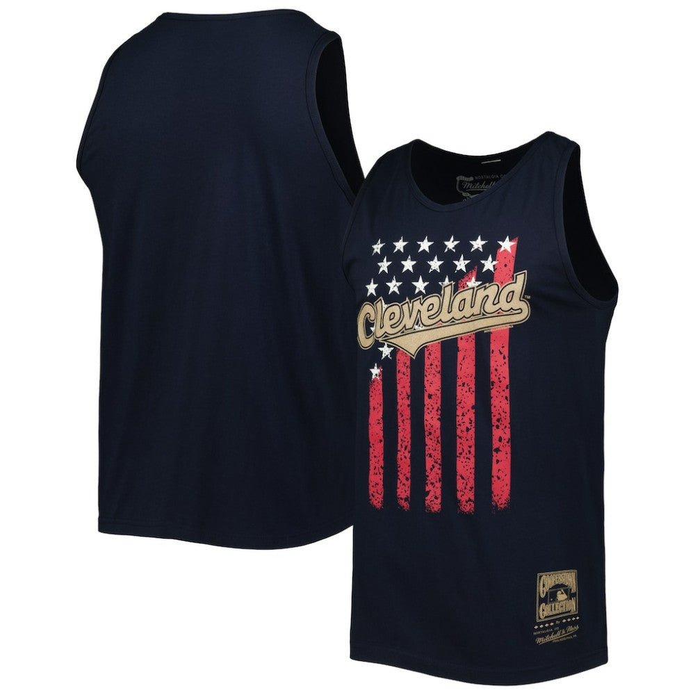 Cleveland Guardians Mitchell & Ness Cooperstown Collection Stars and Stripes Tank Top - MLB
