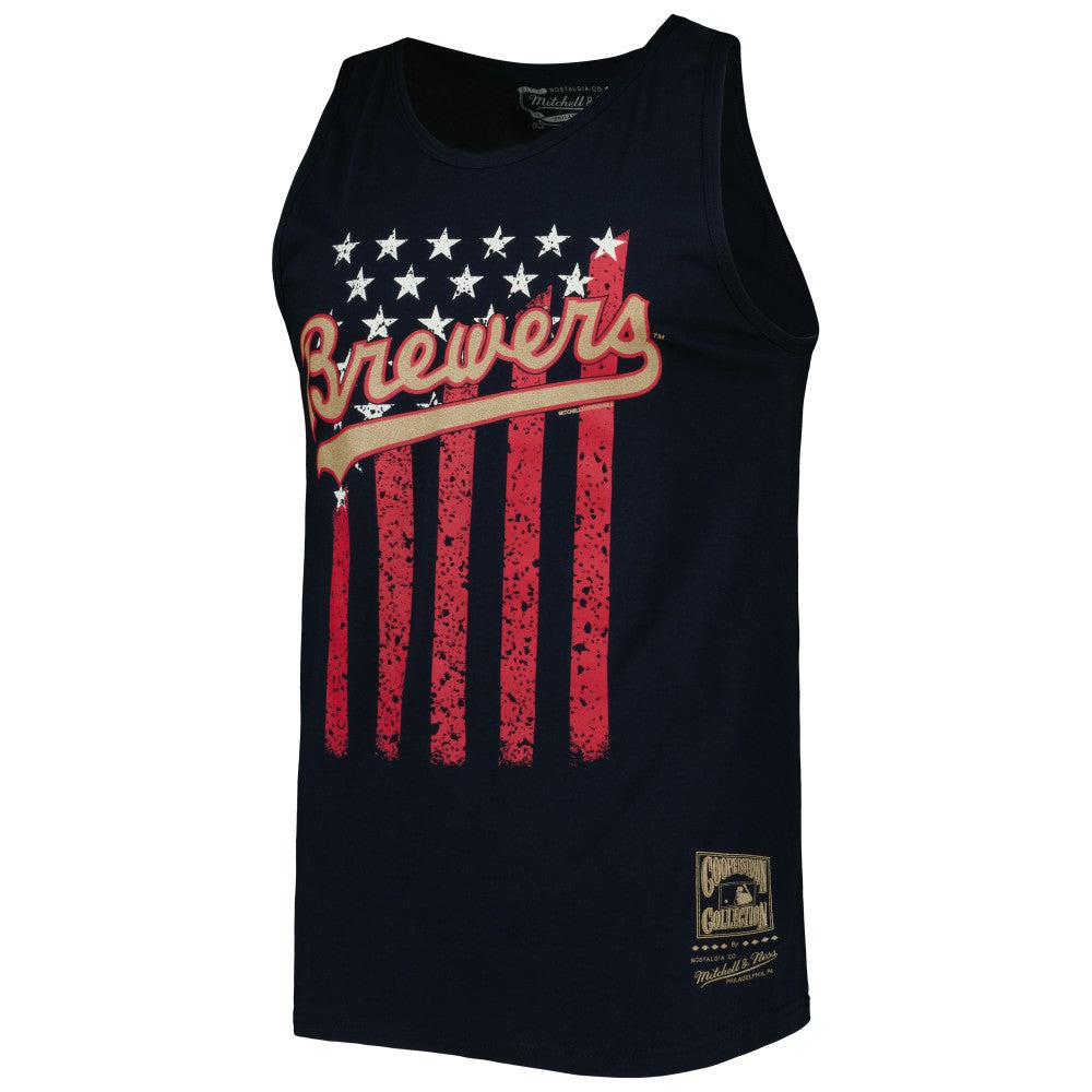 Milwaukee Brewers Mitchell & Ness Cooperstown Collection Stars and Stripes Tank Top - MLB