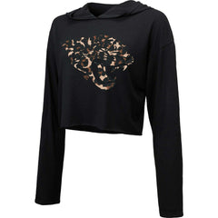 Jacksonville Jaguars Majestic Threads Women's Leopard Cropped Pullover Hoodie Black | NFL