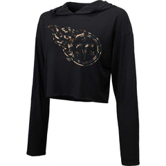 Tennessee Titans Majestic Threads Women's Leopard Cropped Pullover Hoodie Black | NFL