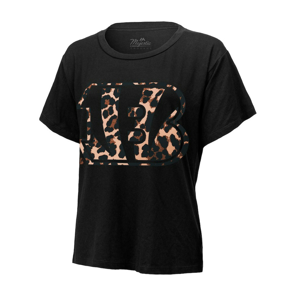 Joe Burrow Cincinnati Bengals Majestic Threads Women's Leopard Player Name & Number T-Shirt Black | NFL
