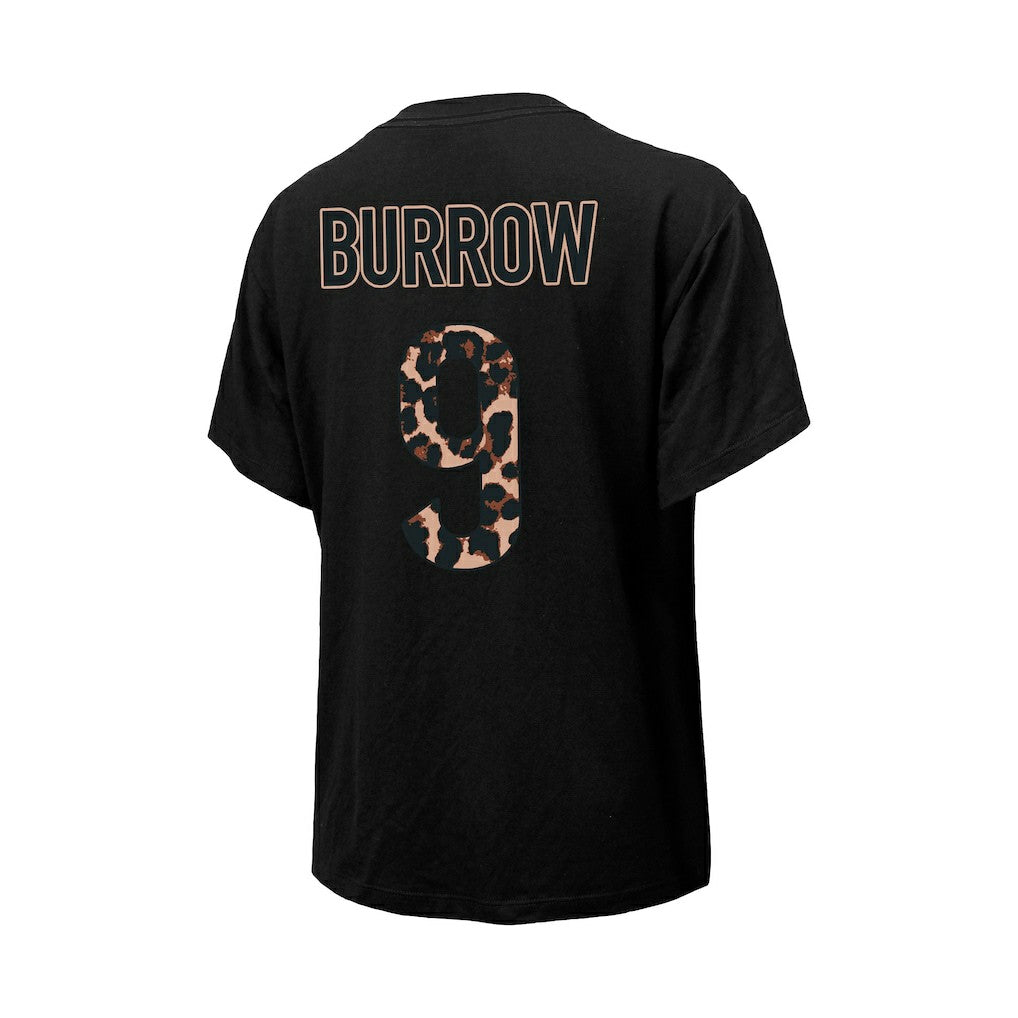 Joe Burrow Cincinnati Bengals Majestic Threads Women's Leopard Player Name & Number T-Shirt Black | NFL