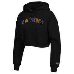 Baltimore Ravens The Wild Collective Women's Cropped Pullover Hoodie Black | NFL