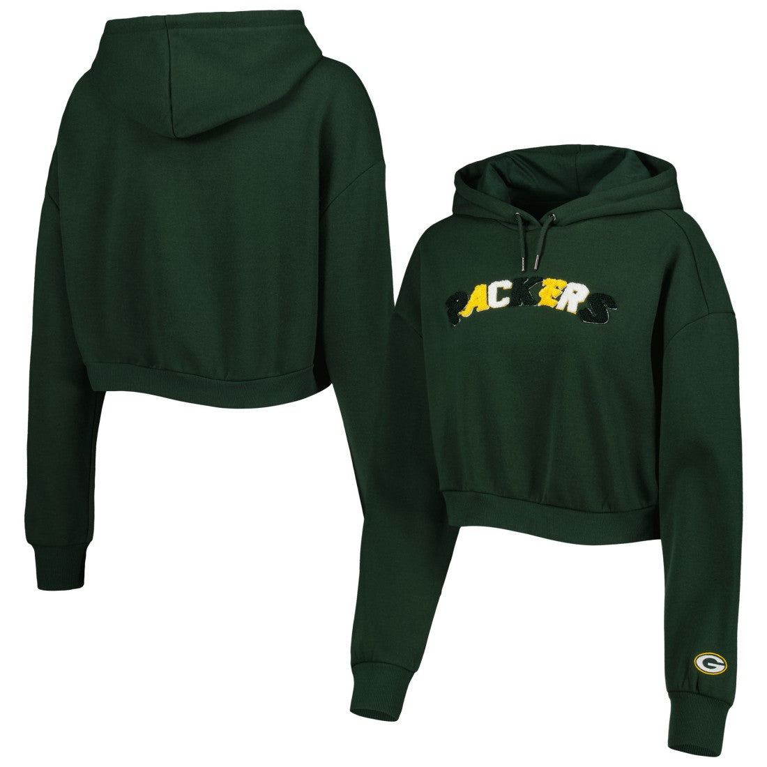 Green Bay Packers The Wild Collective Women's Cropped Pullover Hoodie Green | NFL