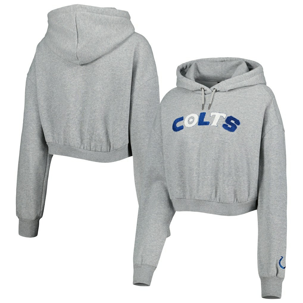 Indianapolis Colts The Wild Collective Women's Cropped Pullover Hoodie Gray | NFL