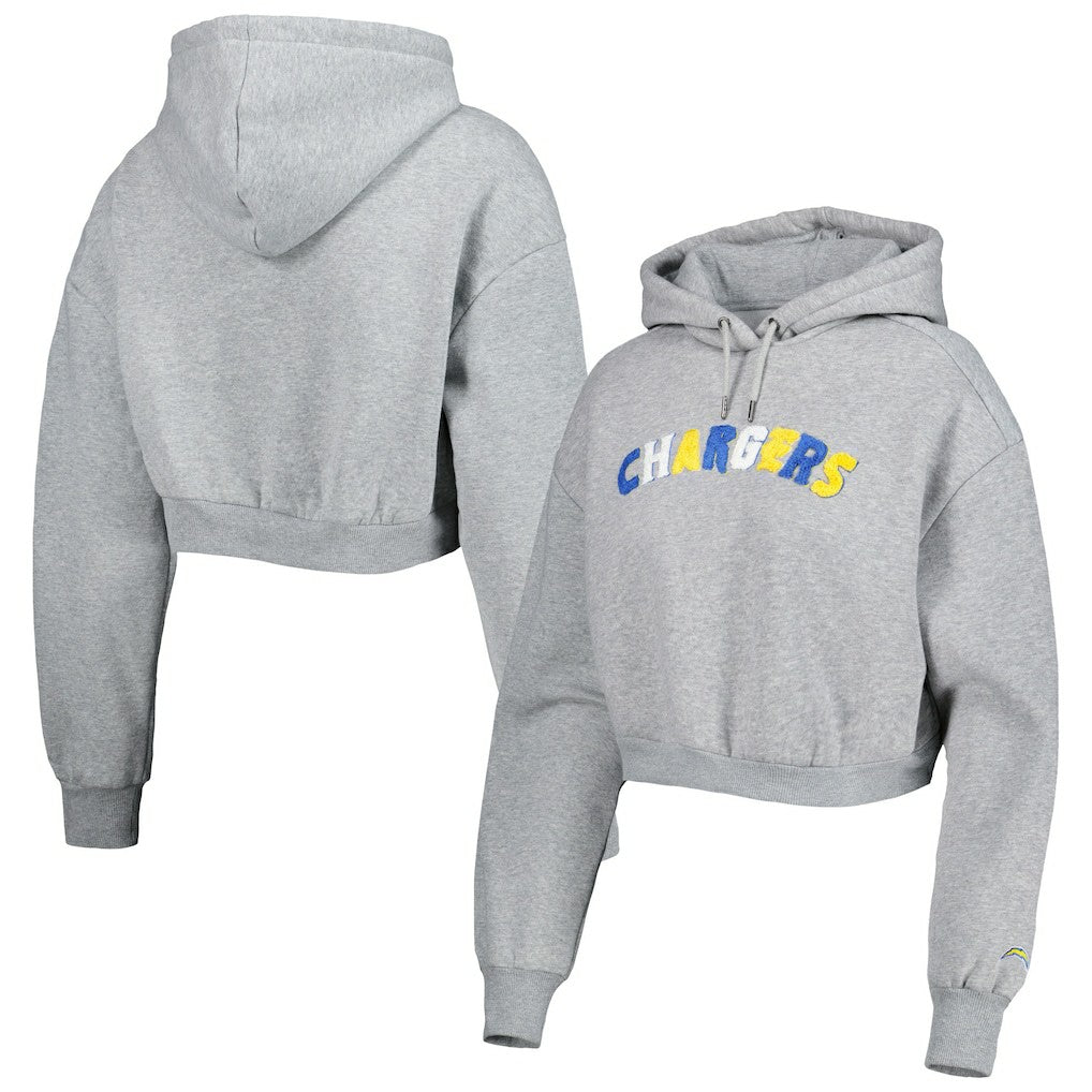 Los Angeles Chargers The Wild Collective Women's Cropped Pullover Hoodie Gray | NFL
