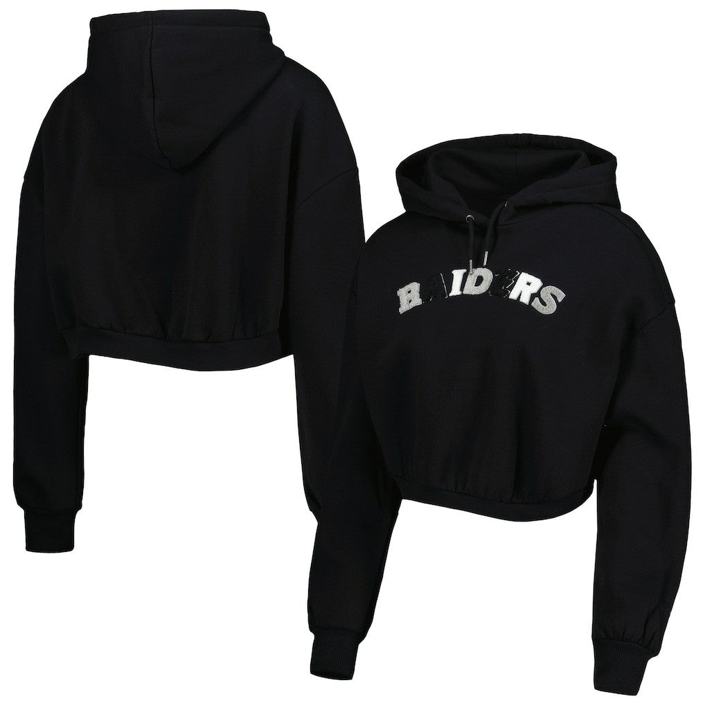 Las Vegas Raiders The Wild Collective Women's Cropped Pullover Hoodie Black | NFL