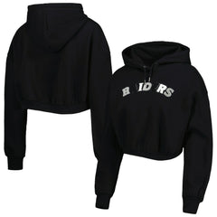 Las Vegas Raiders The Wild Collective Women's Cropped Pullover Hoodie Black | NFL