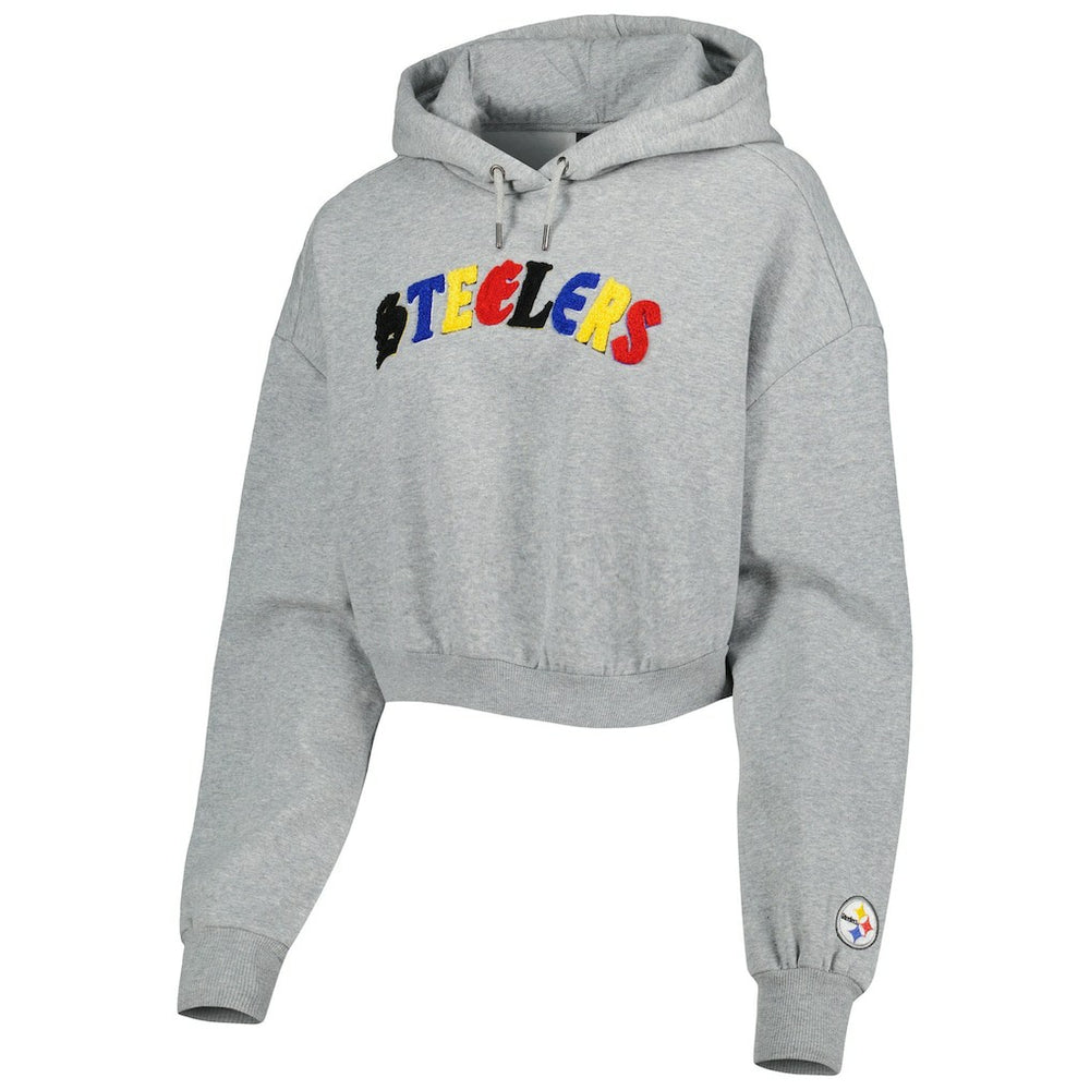 Pittsburgh Steelers The Wild Collective Women's Cropped Pullover Hoodie Gray | NFL