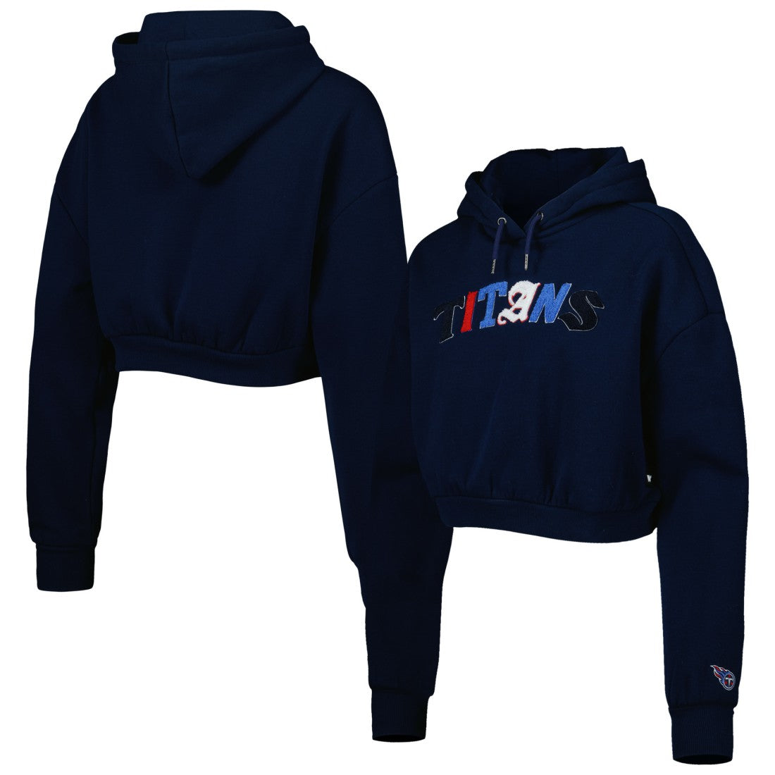 Tennessee Titans The Wild Collective Women's Cropped Pullover Hoodie Navy | NFL