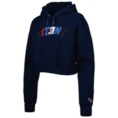 Tennessee Titans The Wild Collective Women's Cropped Pullover Hoodie Navy | NFL