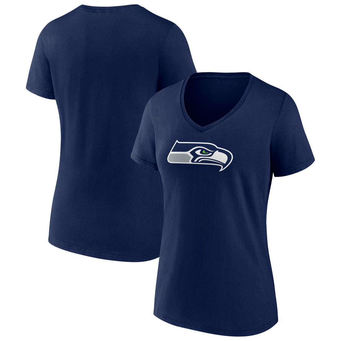 Seattle Seahawks Women's Icon Primary Logo V-Neck T-Shirt College Navy | Fanatics