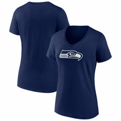 Seattle Seahawks Women's Icon Primary Logo V-Neck T-Shirt College Navy | Fanatics