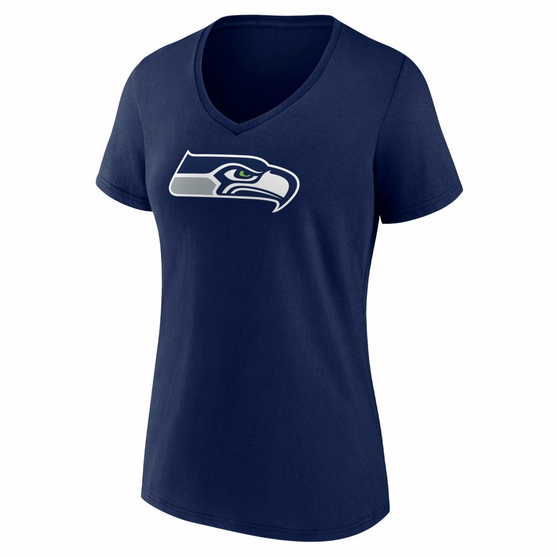 Seattle Seahawks Women's Icon Primary Logo V-Neck T-Shirt College Navy | Fanatics