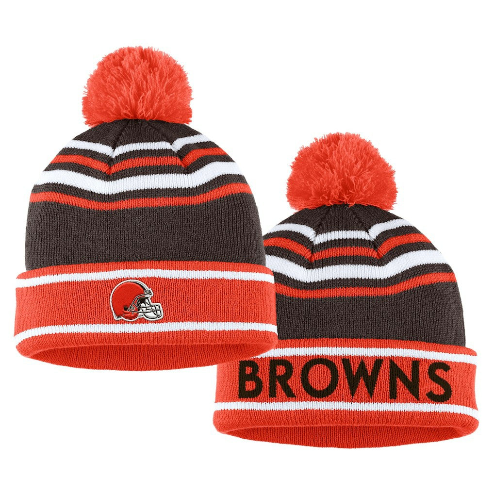 Cleveland Browns WEAR by Erin Andrews Women's Colorblock Cuffed Knit Hat with Pom and Scarf Set Orange | NFL