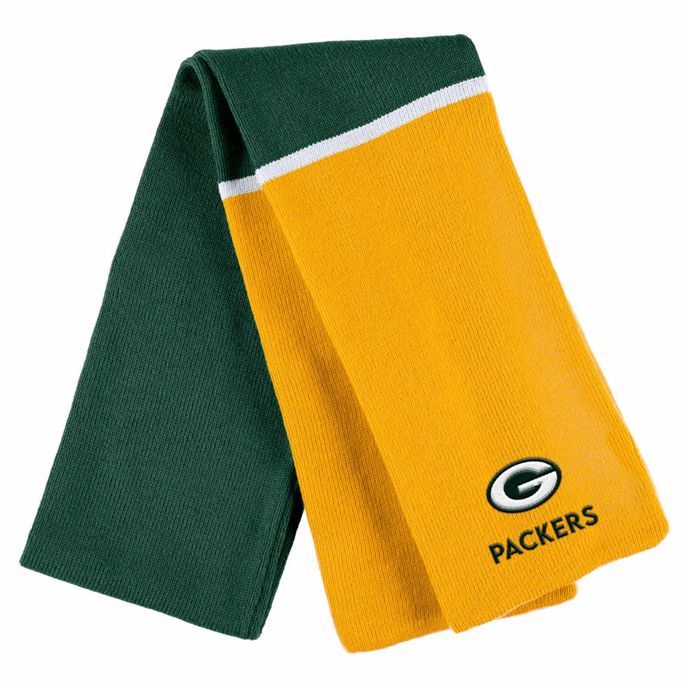 Green Bay Packers WEAR by Erin Andrews Women's Colorblock Cuffed Knit Hat with Pom and Scarf Set Green | NFL