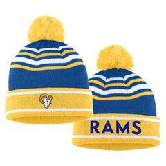 Los Angeles Rams WEAR by Erin Andrews Women's Colorblock Cuffed Knit Hat with Pom and Scarf Set Royal | NFL