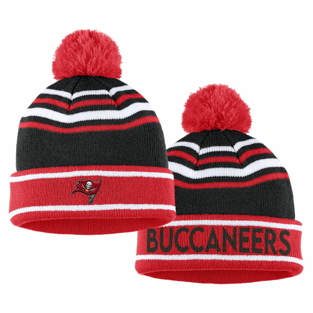 Tampa Bay Buccaneers WEAR by Erin Andrews Women's Colorblock Cuffed Knit Hat with Pom and Scarf Set Red | NFL