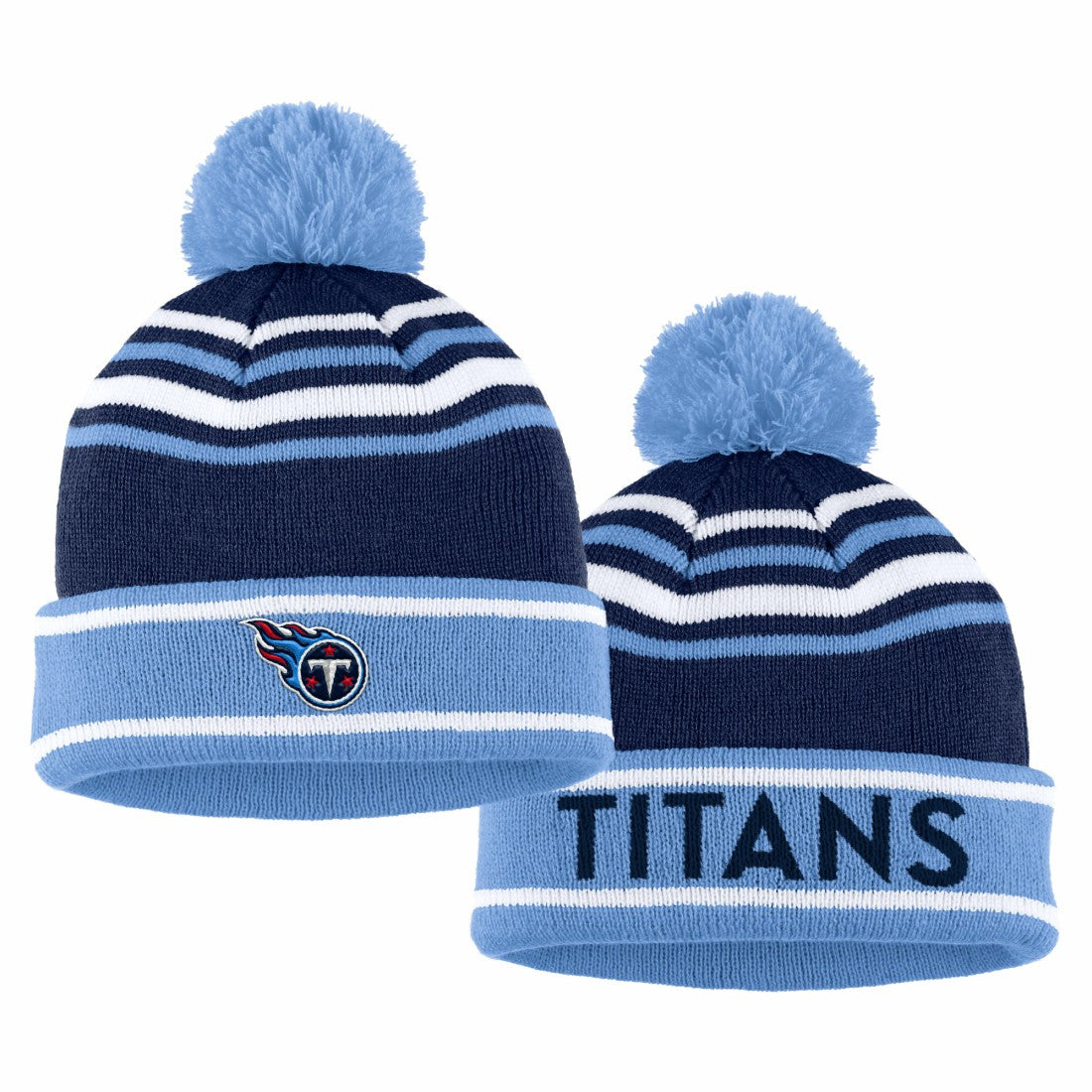 Tennessee Titans WEAR by Erin Andrews Women's Colorblock Cuffed Knit Hat with Pom and Scarf Set Navy | NFL