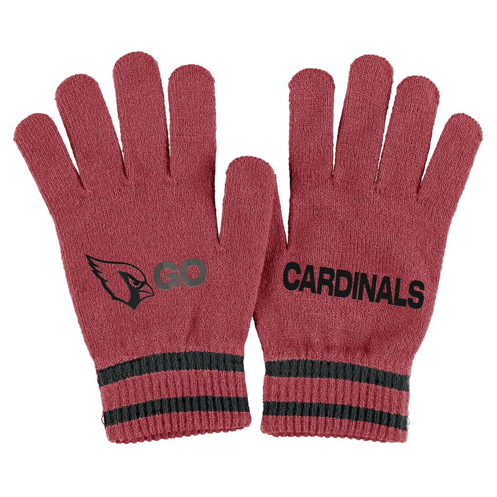 Arizona Cardinals WEAR by Erin Andrews Women's Double Jacquard Cuffed Knit Hat with Pom and Gloves Set Cardinal | NFL