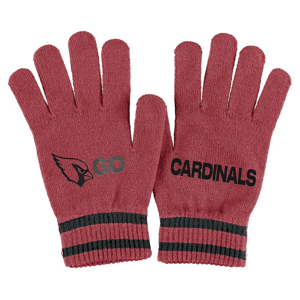 Arizona Cardinals WEAR by Erin Andrews Women's Double Jacquard Cuffed Knit Hat with Pom and Gloves Set Cardinal | NFL