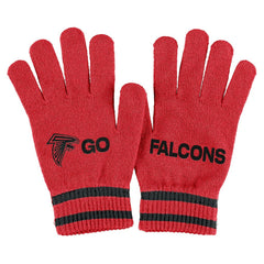 Atlanta Falcons WEAR by Erin Andrews Women's Double Jacquard Cuffed Knit Hat with Pom and Gloves Set Red | NFL