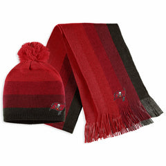 Tampa Bay Buccaneers WEAR by Erin Andrews Women's Ombre Pom Knit Hat and Scarf Set Red | NFL