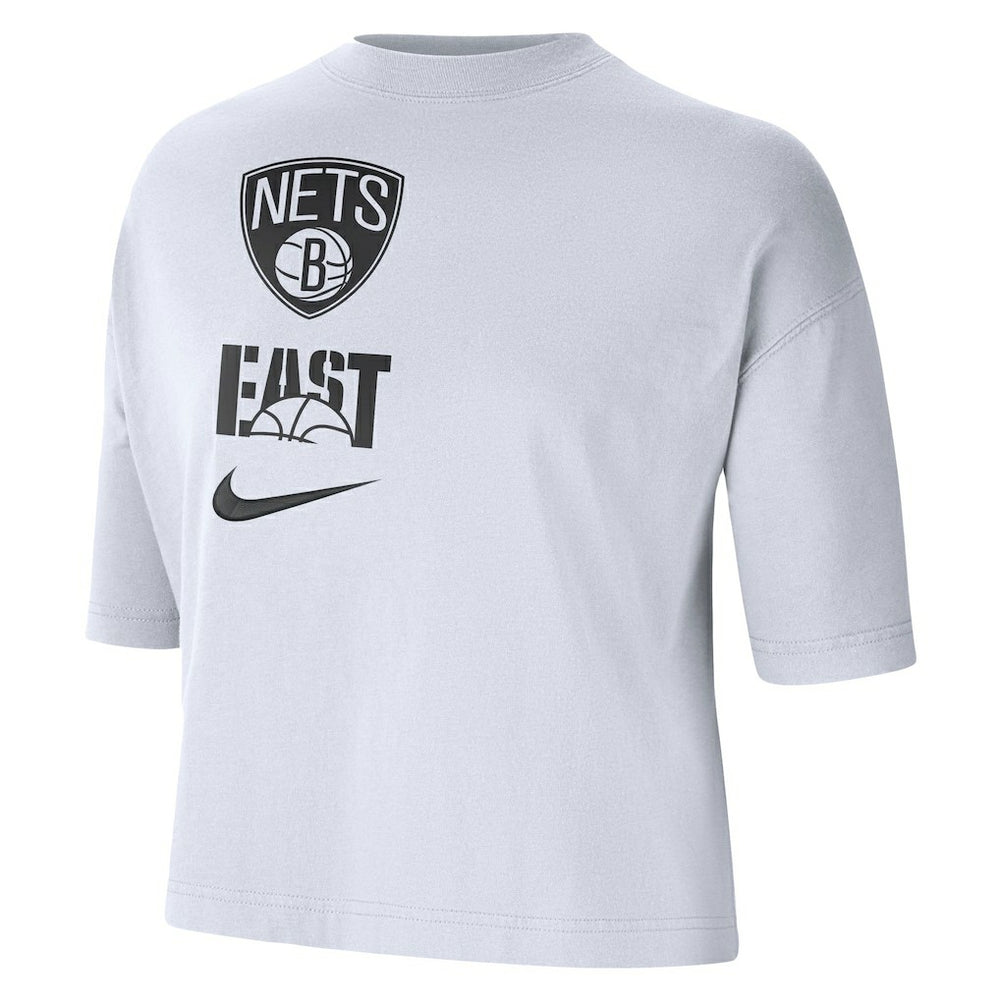 Brooklyn Nets Women's Essential Boxy T-Shirt White - NBA