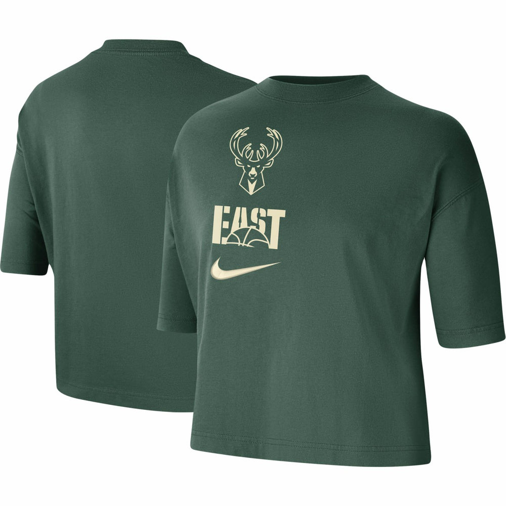 Milwaukee Bucks Women's Essential Boxy T-Shirt Hunter Green - NBA
