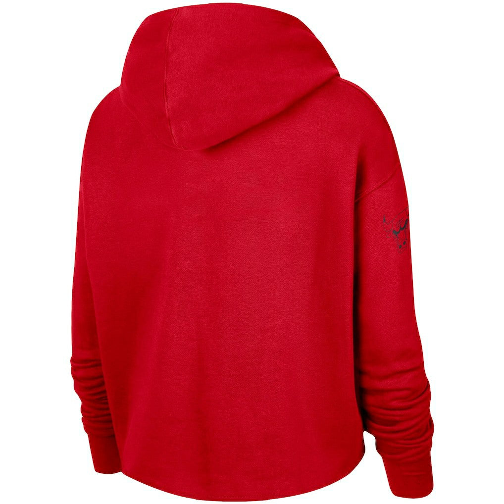 Chicago Bulls Women's Split Flip Courtside Cropped Pullover Hoodie Red - NBA