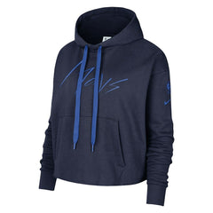 Dallas Mavericks Women's Split Flip Courtside Cropped Pullover Hoodie Navy - NBA
