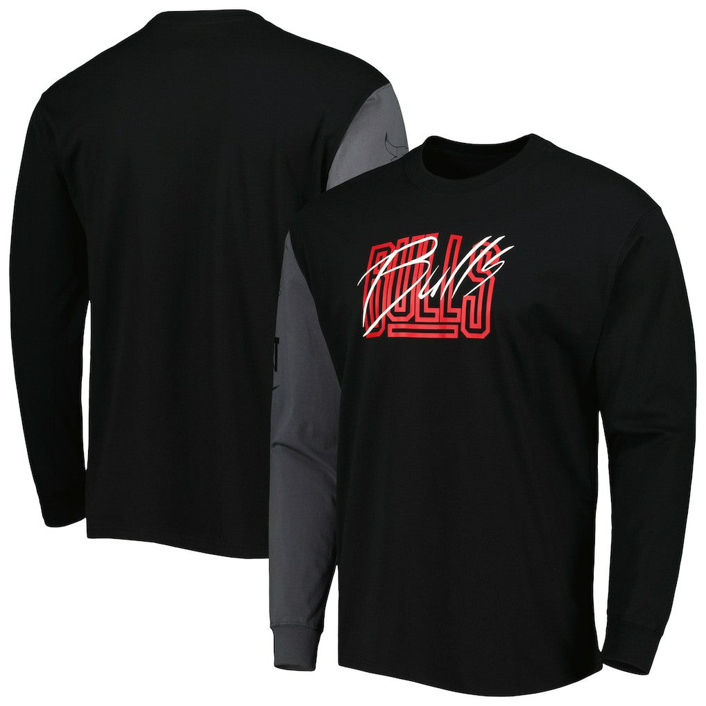 Chicago Bulls Courtside Versus Flight MAX90 Long Sleeve T-Shirt Black - NBA