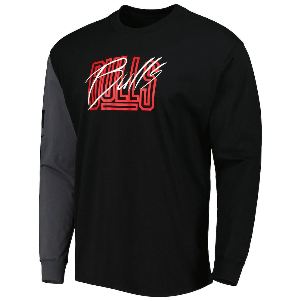 Chicago Bulls Courtside Versus Flight MAX90 Long Sleeve T-Shirt Black - NBA