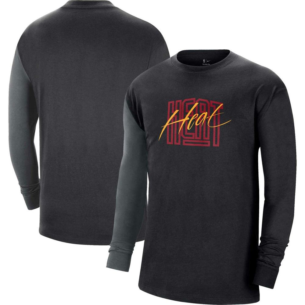 Miami Heat Courtside Versus Flight MAX90 Long Sleeve T-Shirt Black - NBA
