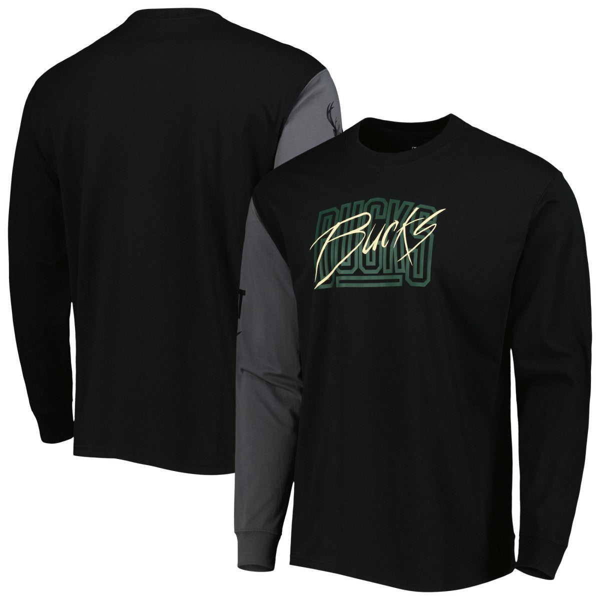 Milwaukee Bucks Courtside Versus Flight MAX90 Long Sleeve T-Shirt Black - NBA