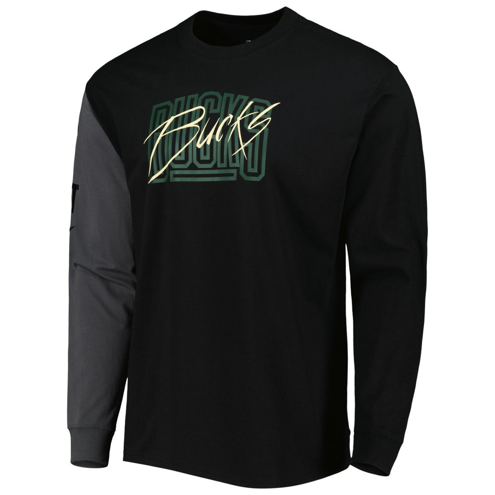 Milwaukee Bucks Courtside Versus Flight MAX90 Long Sleeve T-Shirt Black - NBA