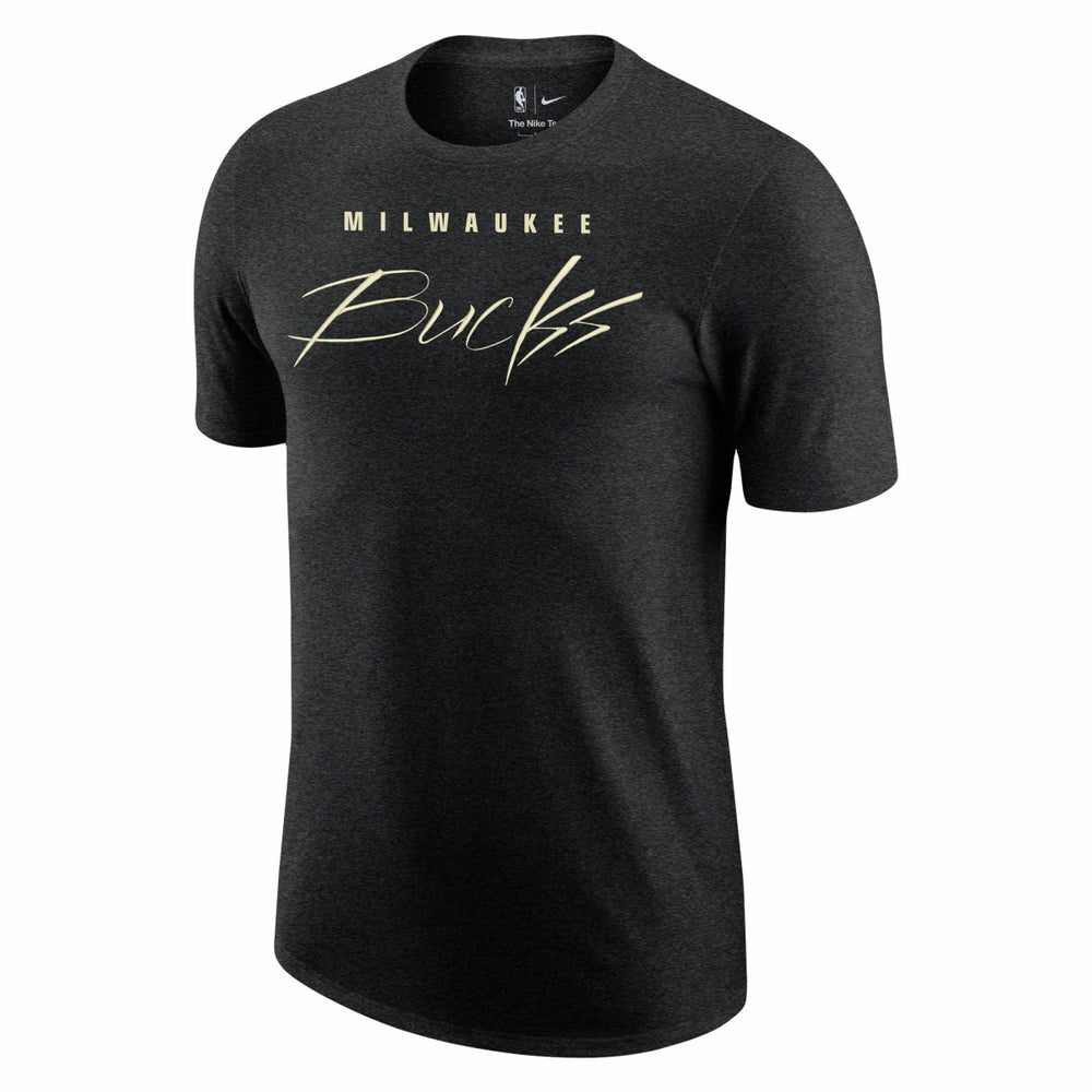 Milwaukee Bucks Courtside Versus Flight Max90 T-Shirt Heather Black - NBA