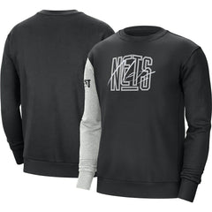Brooklyn Nets Courtside Versus Force & Flight Pullover Sweatshirt Black/Heather Gray - NBA